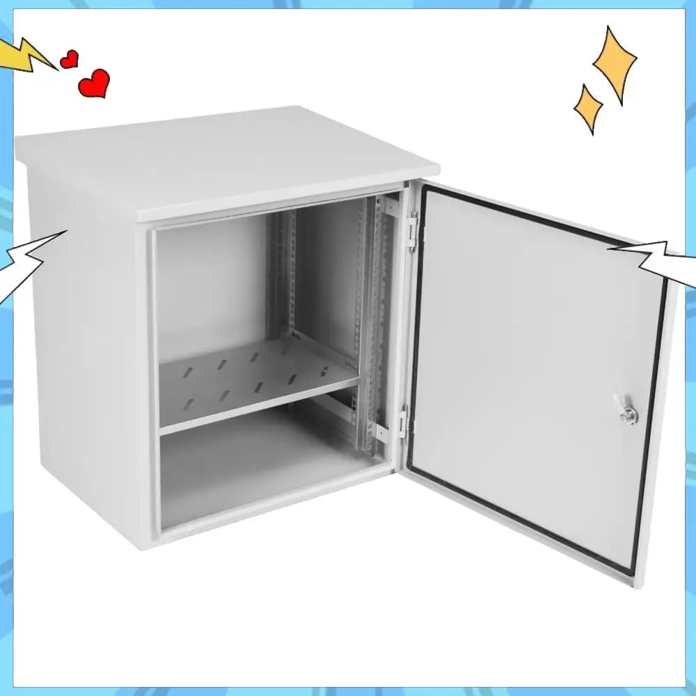 Armadio Elettrico Esterno 24x24x28 pollici IP55 Impermeabile con Ventola di Ventilazione e Sistema di Blocco Triangolare per Apparecchiature di Rete e Switch