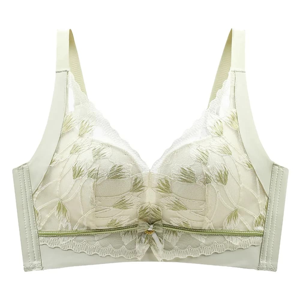 Comodo reggiseno push up senza fili con reggiseno a V profondo in pizzo floreale a rete per le donne Reggiseno senza cuciture per ragazze con lingerie anti-cedimento