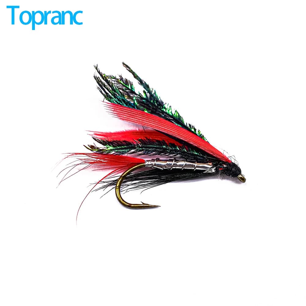 Ala di pavone Piuma rossa per trota salmone trota esca da pesca a mosca esca per insetti artificiali esche per mosche con gancio asciutto