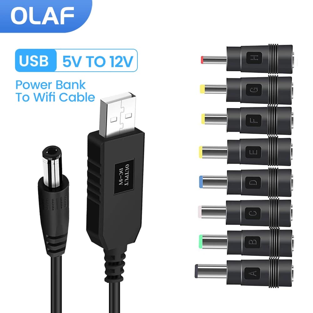 Cavo da WiFi a Powerbank Connettore DC 5V a 12V Cavo USB Convertitore boost Cavo step-up per router WiFi Modem Ventola Altoparlante 5.5*2.1m
