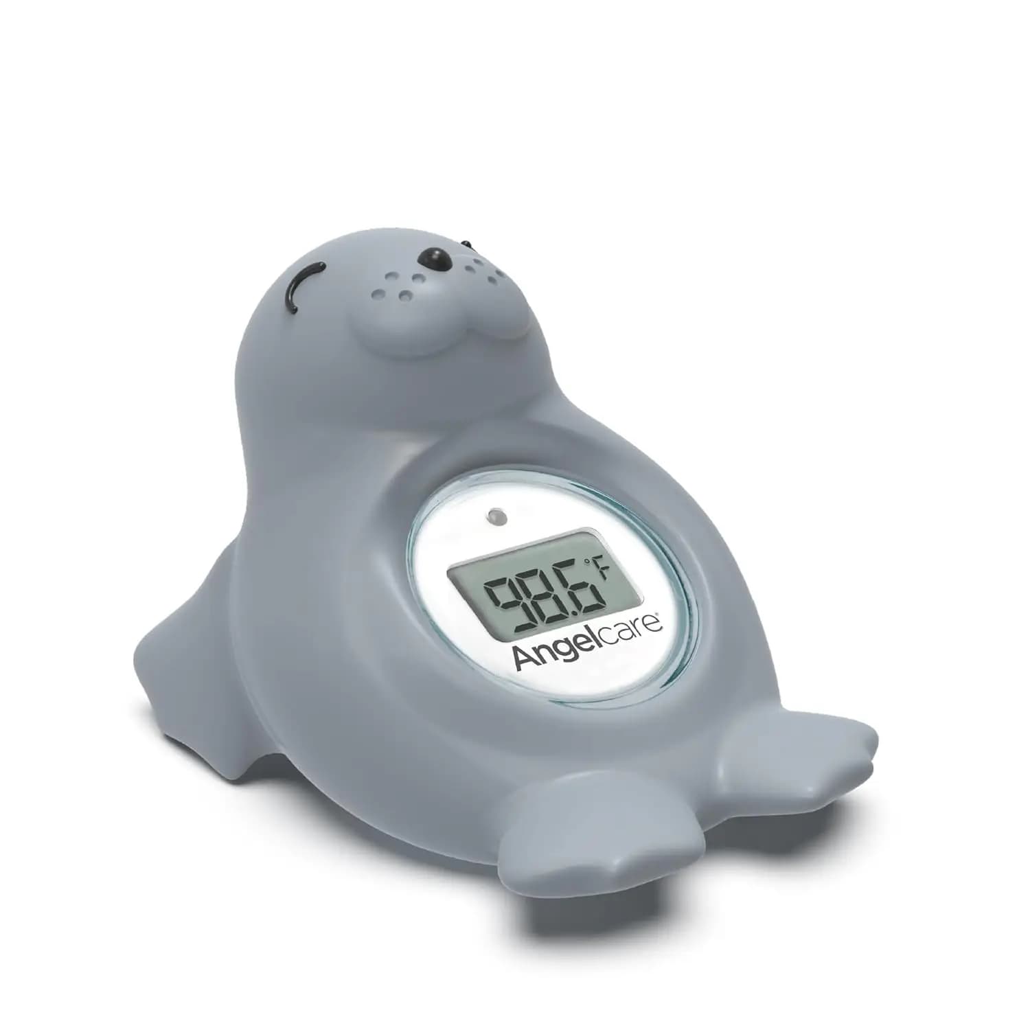 Termometro per Bagno e Stanza per Bambini - Design Happy Seal, Grigio, Monitor di Temperatura 2-in-1 con Allarme