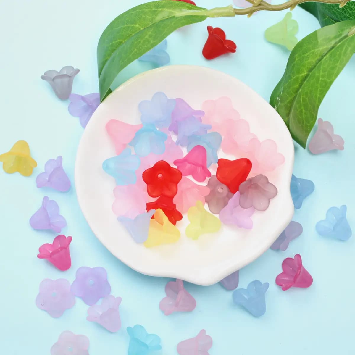 13x10mm 50Pcs Candy Color Frosted Acrylic Morning Gory Flower Beads For Jewelry Making Handmade Necklace Earrings Bracelet