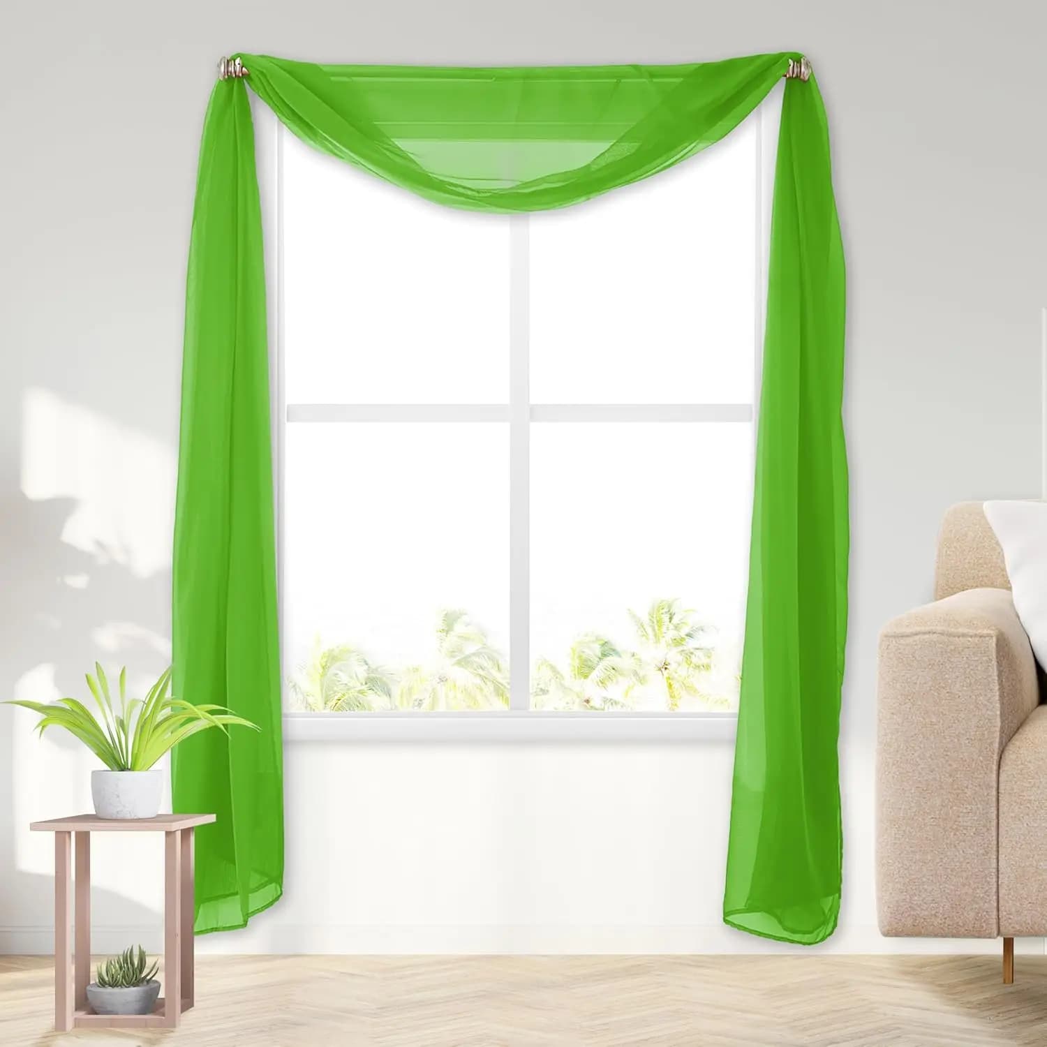 Elegant Decorative Voile Scarf Transparent for Windows, Long 216 Inches, Light Curtain for Living Room, Bedroom & Events Decorations