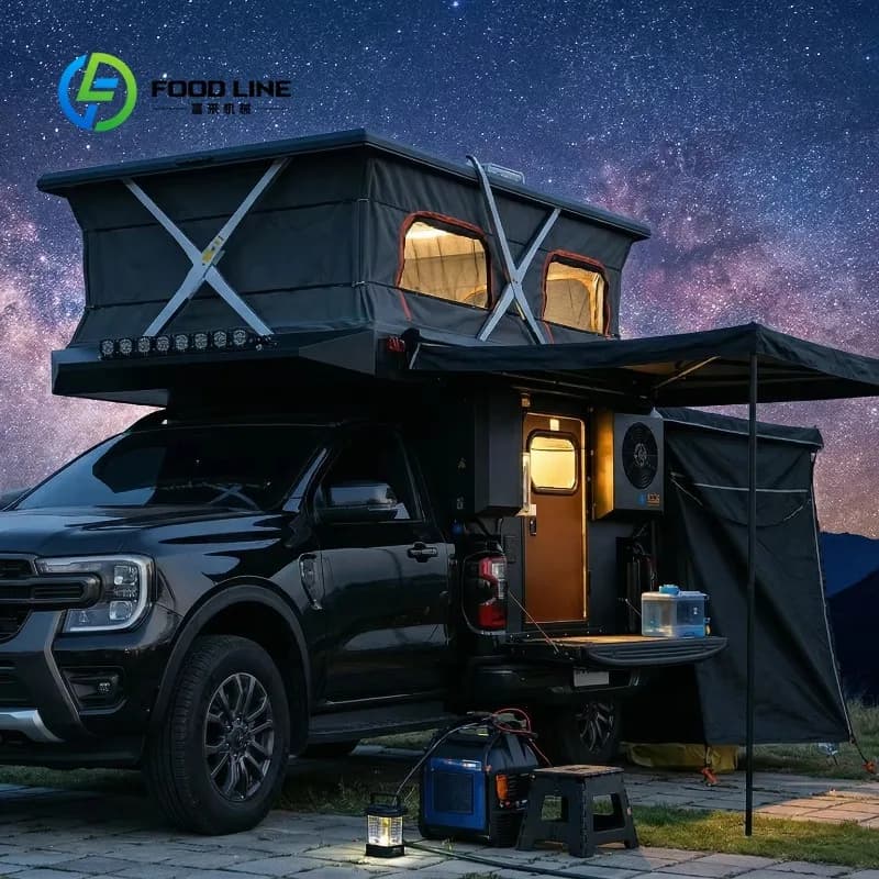 Custom Pop Up Pickup Camper Hard Side Tent for Flat Bed Truck Outdoor Camping customized slide on customizing features for you