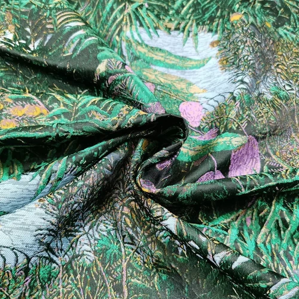 Yarn-dyed Jacquard Windbreaker Fabric Dream Forest High-definition Tang Suit Brocade Clothes Handmade DIY Sew Per Meter