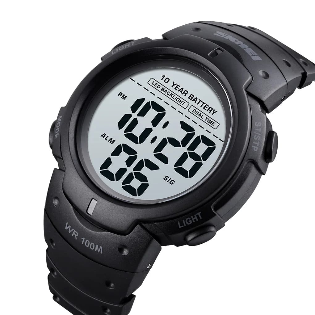 SKMEI 1560 Mens Digital 100M orologio da polso impermeabile da uomo 2 volte 10 anni sveglia a batteria reloj hombre Sport orologi Fitness