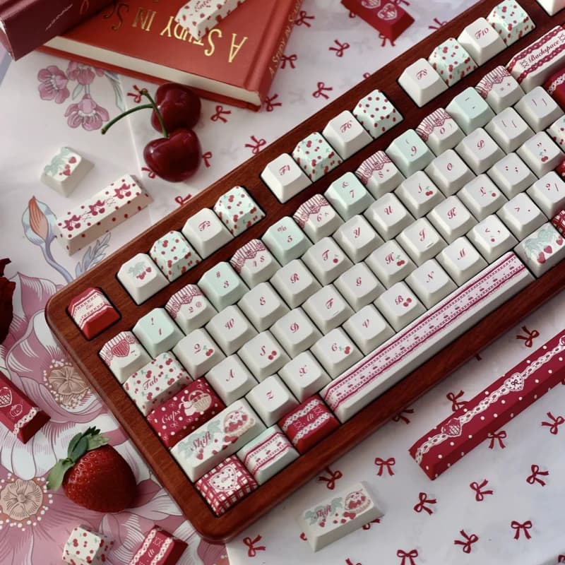 Cherry Honey Keycaps Cherry Soa High Pbt Cute Girl Wine Red Cherry Keycap 145 tasti per tastiera meccanica Retro Keycap