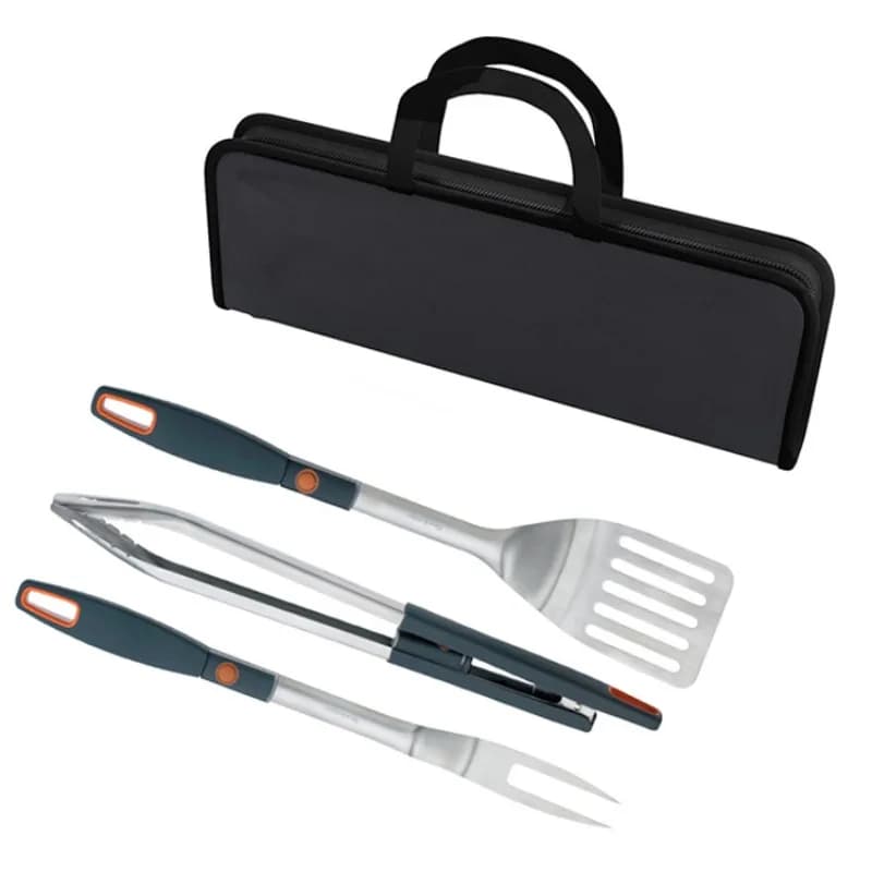 Strumenti per barbecue Forchetta Pala Clip Tre set Clip con luce a LED Borsa in tessuto portatile Set per barbecue all'aperto