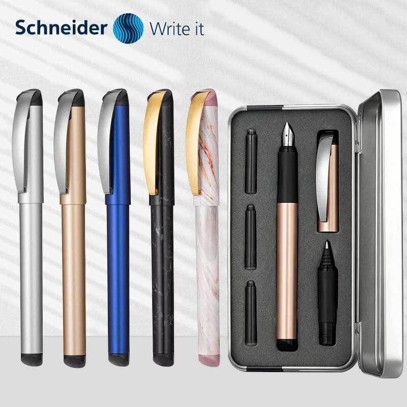 Schneider BK600 Fountain Pen Gift Box Set 0.5mm Iraurita Gel Dual Tip Vulpen Calligraphy Pen Dolma Kalem Kalem Office Supplies