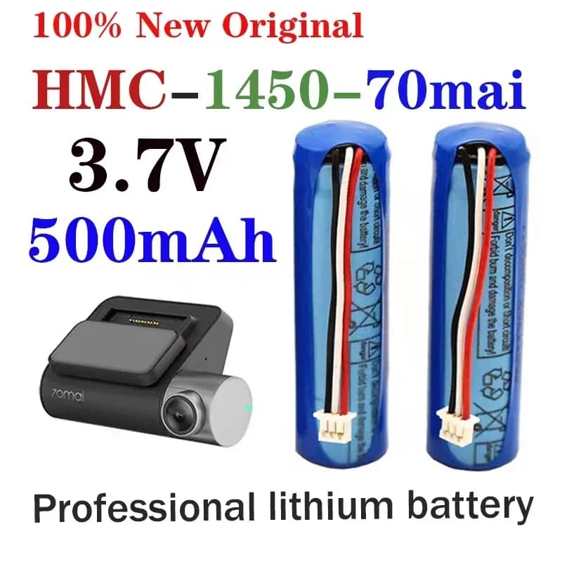 3.7V 500mAh lithium ion battery for 70mai Smart Dash Cam Pro ,Midrive D02 HMC1450mm 3 wire plug replacement batteries