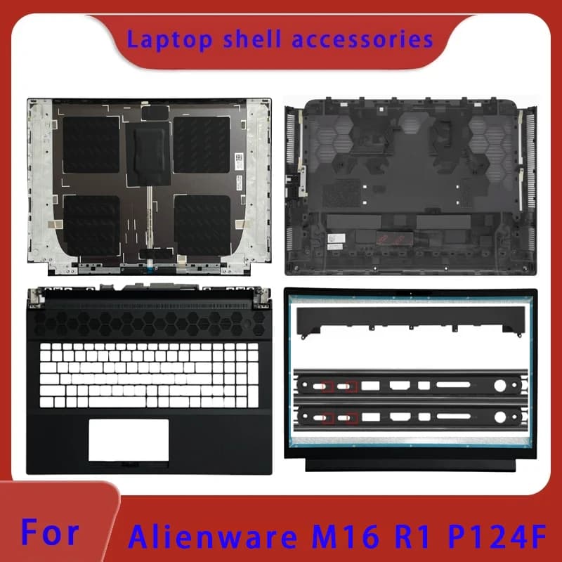 Suitable for Alienware M16 R1 P124 Laptop LCD Screen Top Cover, Screen Frame, Palm Support, Bottom Shell, Air Outlet 0VJ9HD ABCD