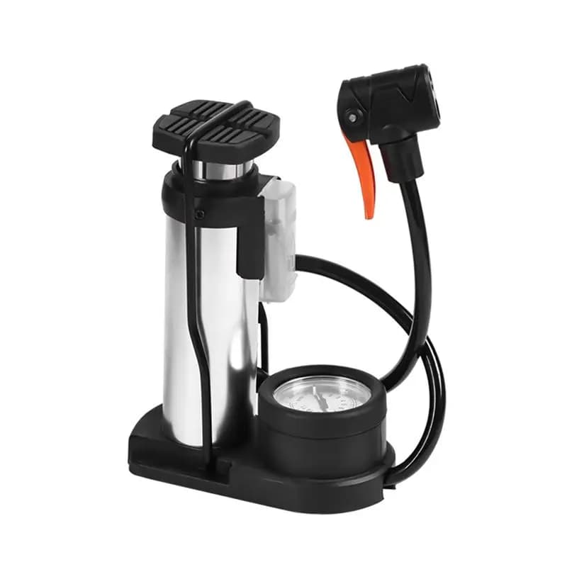 ABHX-Pompa a pedale per bicicletta portatile Gonfiatore per pneumatici attivato a pedale per bici/palle con valvola e manometro esterno
