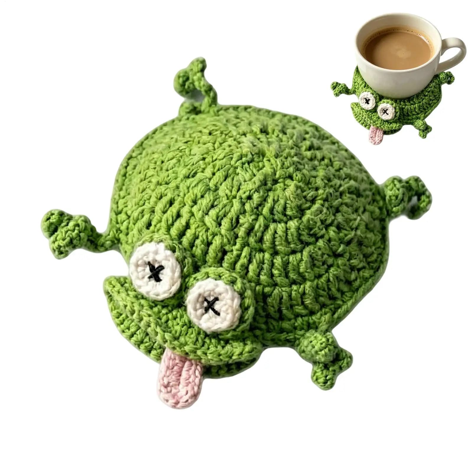 Turtle Coasters Heat Resistant Absorbent Drink Coaster Crochet Style Placemats for Kitchen Table Desk Bar Coffee Cup Home Decor