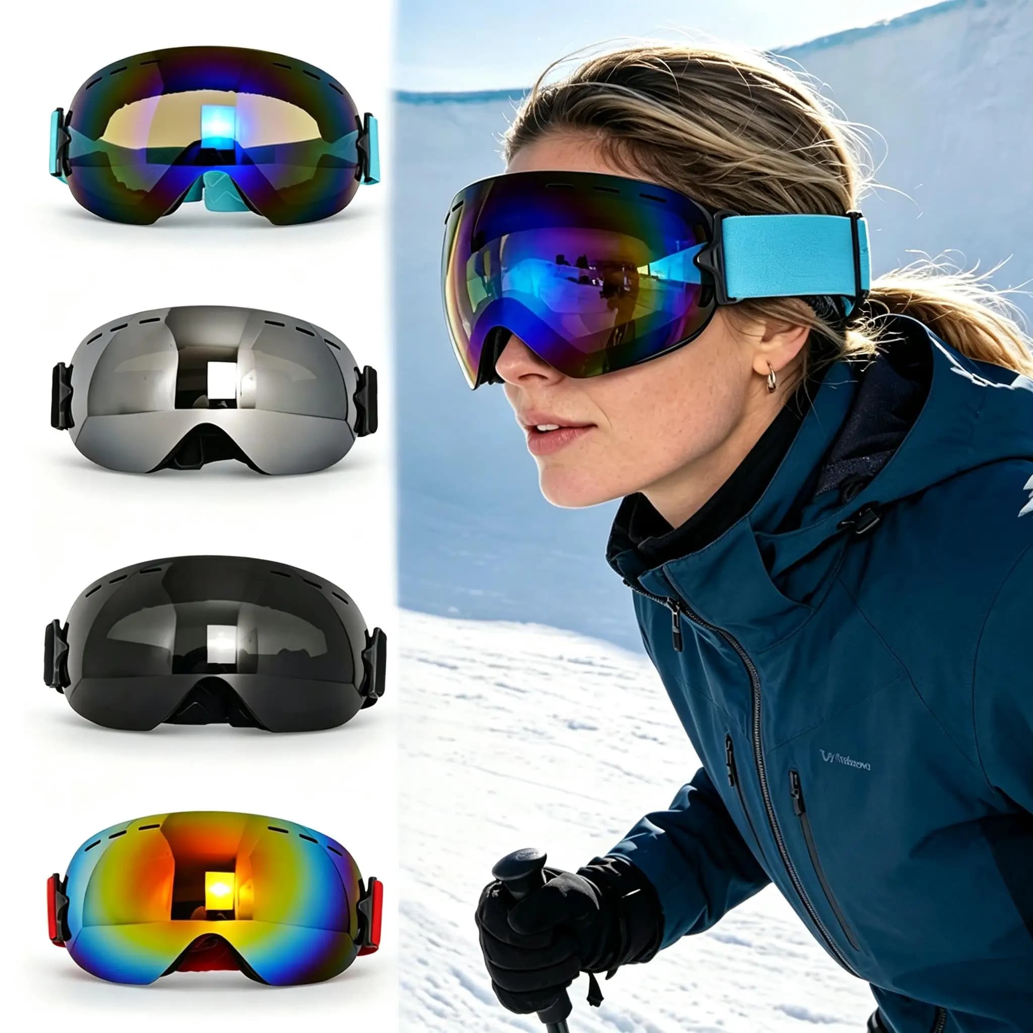 Vent‑Hole Wind‑Sand‑Snow Resistant Ski Goggle for Men Women, Skiing Ski Resort Snowmobiling ATV Motocross Outdoor Use