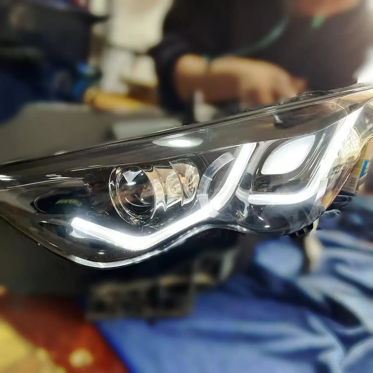 Gruppo Fari per Infiniti FX35 FX37 QX70S, Faro Anteriore 12-19 LED DRL con Lente Laser, Luce Diurna per Auto
