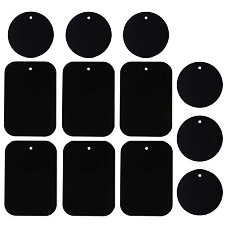 Smartphones Metal Plate 12 Pack for Phone Car Mount Holder Cradle with 3M Adhesive Compatible with Magnetic Mounts - 6 Rectangl