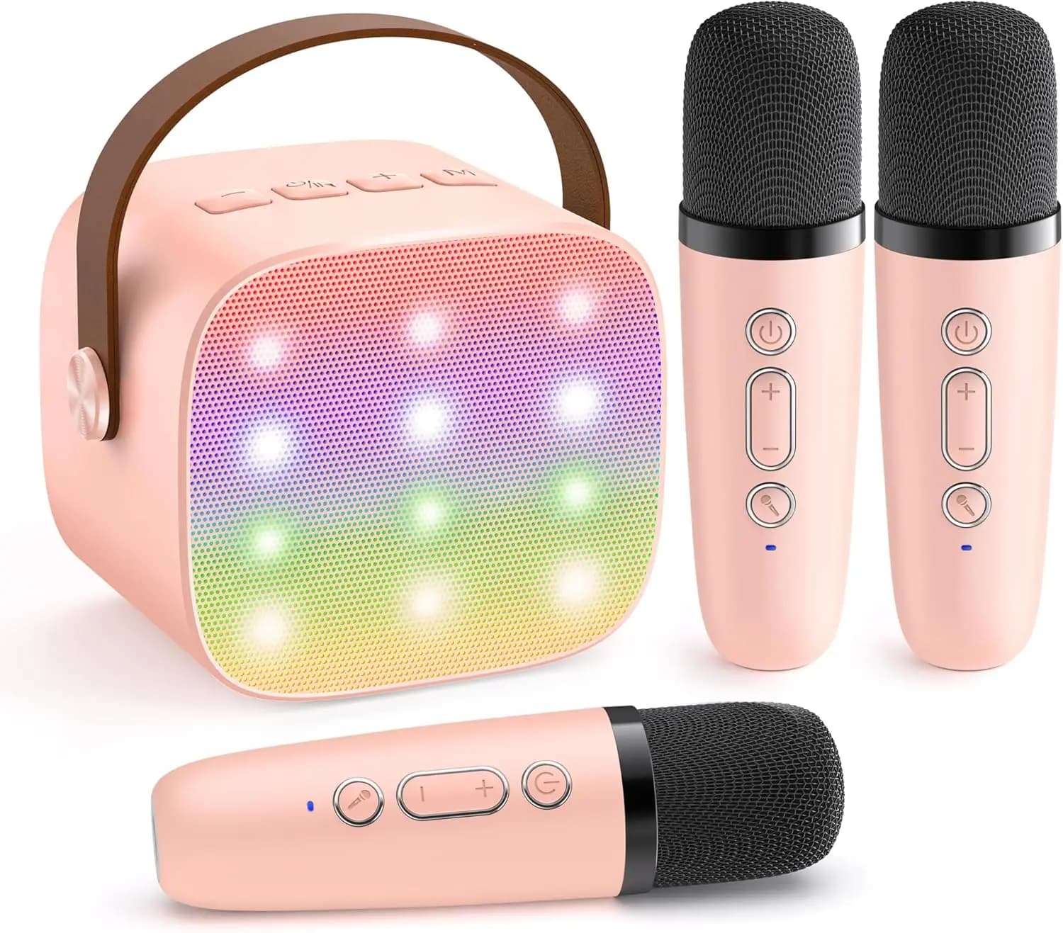 Mini Macchina per Karaoke Aggiornata con 3 Microfoni Wireless per Bambini, Lettore MP3 Portatile, Ottimo Regalo di Compleanno per Ragazze e Ragazzi dai 3 ai 12 Anni+