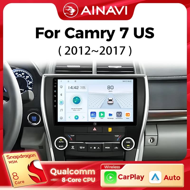 Ainavi Lettore Multimediale Per Auto Per Toyota Camry 7 XV 50 55 Versione USA 2012 2013 2015 2017 Wireless Carplay Android Auto 4G Wifi