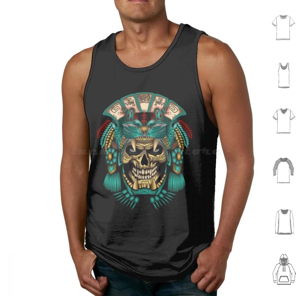 Mascara Canotte Stampa Cotone Mayas Maya Azteco Messico Caifanes Teschio Calavera Chingon Chingona Messico Cultura