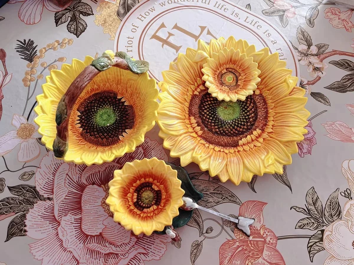 3d Creative Sunflower Basket Living Room Dining Room Storage Basket Afternoon Tea Dried Fruit Bread Snack Tray Creative Gifts