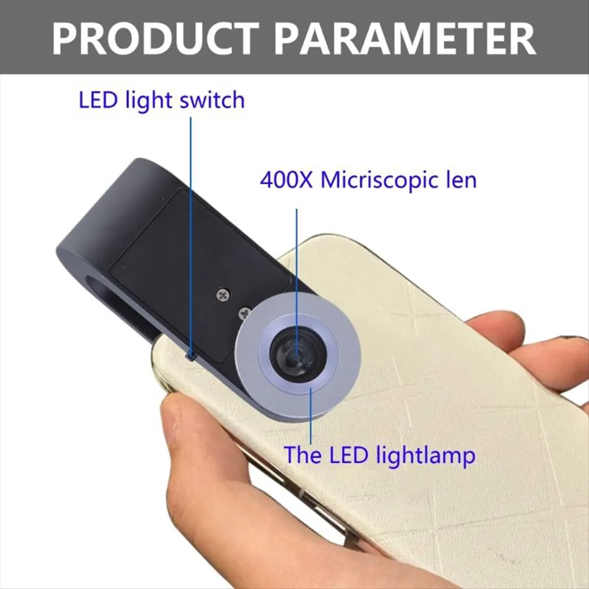 Nuovo microscopio 3C-E1PC Mini microscopio 400x Batteria incorporata per lente d'ingrandimento per fotocamera smartphone Microscopio micro-obiettivo LED