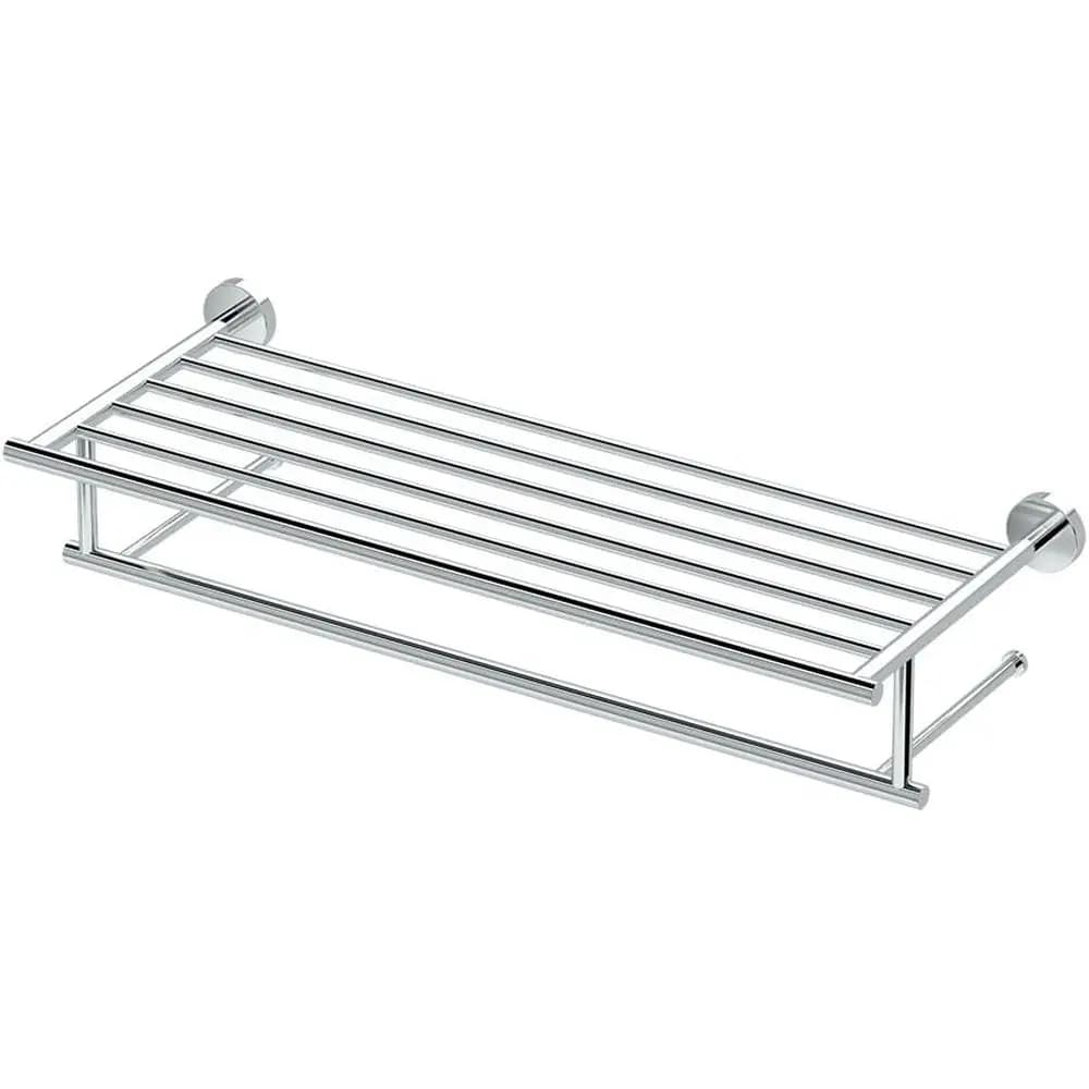 Portasciugamani cromato da parete, 25,75 L x 5,25 A x 10,13 P, con barra portasciugamani per bagno
