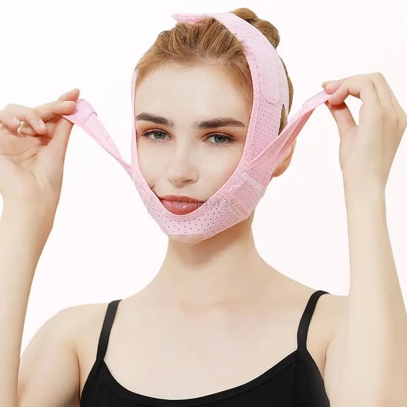 Maschera facciale sottile con cintura per il sollevamento delle guance a V traspirante per ridurre il doppio mento Benda modellante a linea V Benda facciale antirughe