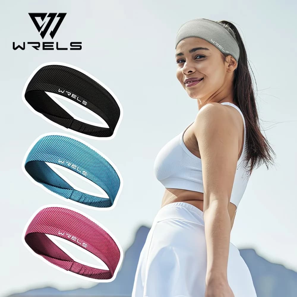Fascia Sportiva Traspirante WRELS per Palestra, Corsa, Tennis, Elastica e Assorbente, per Uomo e Donna, Morbida Fascia per Capelli da Yoga