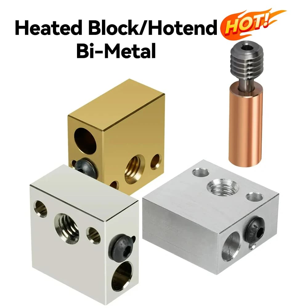 CR10 Blocco riscaldato Alluminio Ottone placcato Rame Estrusore Hotend Bi-Metal Heatbreak Gola per parti della stampante 3D Ender 3