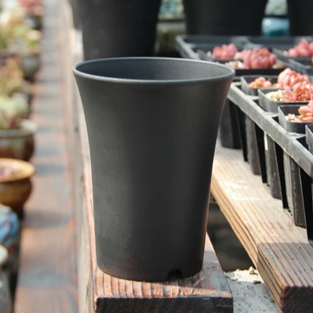 10Pcsblack Round Flower Pots High Waist Deep Pots Are Perfect For Indoor And Outdoor Plants, Seeds, Vegetables Eco-Friendly