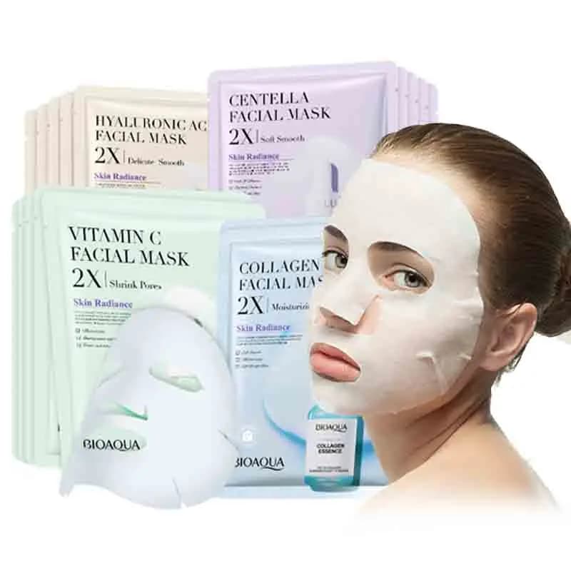 4/8/12pcs BIOAQUA Centella Collagen Face Mask Hydrating Refreshing Sheet Mask Hyaluronic Acid Face Mask Skin Care Products