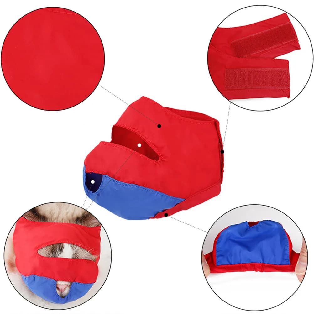 Nylon Cat Muzzle for Bathing Grooming Travel Veterinary Treatment Anti Bite Mouth Cover Red Blue Color Pet Grooming Supplies
