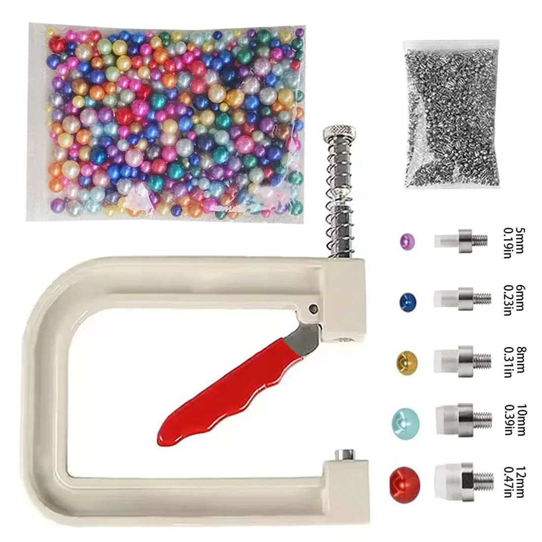 Kit per la creazione di gioielli, Set di strumenti per l'applicazione di perle artificiali a pressione manuale, Strumento per il fissaggio di rivetti per perle in plastica