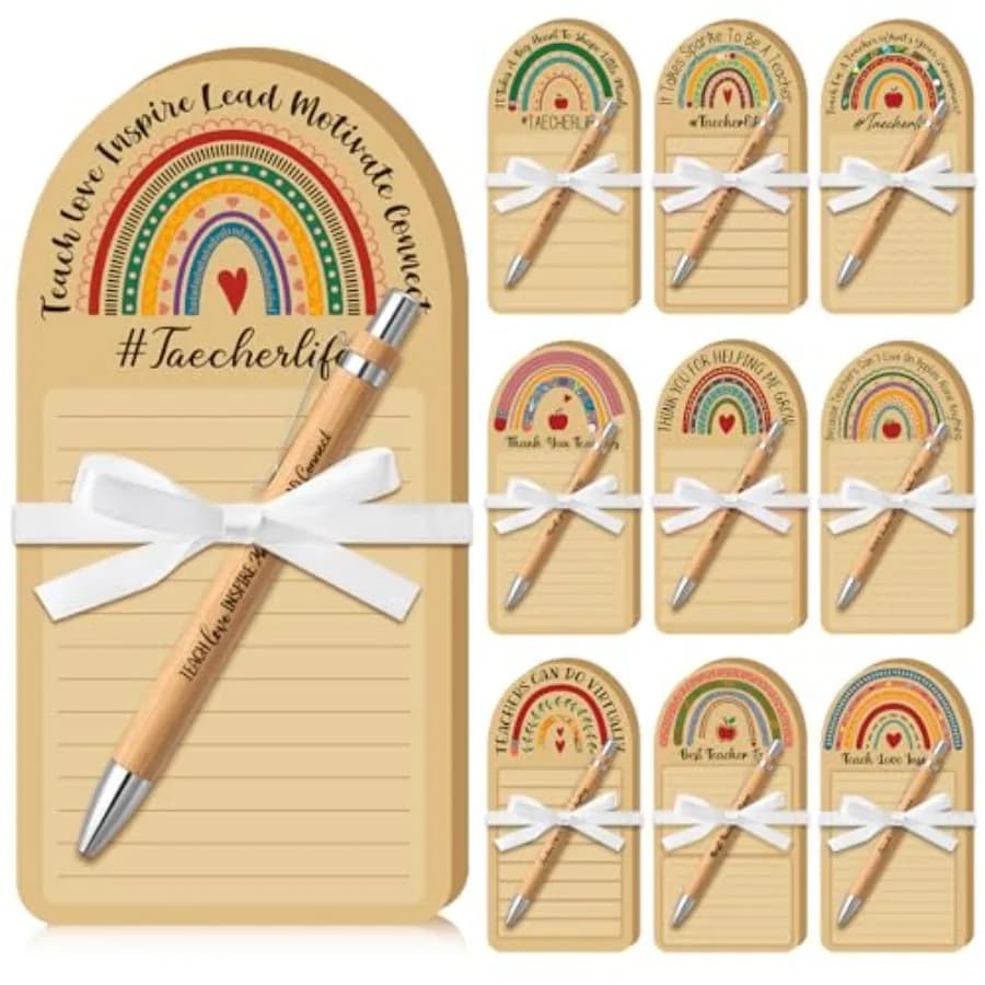 Set di Blocchi Note Fustellati per Insegnanti con Frasi, Penne e Blocchi Adesivi Divertenti, Regalo 4x8 Pollici, Blocco Note Memo per Lista delle Cose da Fare, per Dipendenti e Colleghi A