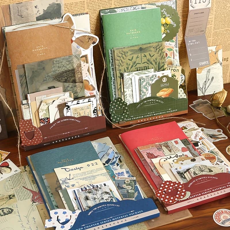 Journamm 86pcs/pack DIY Scrapbooking Pack Collage Junk Journal Decor Stickers Materials Paper Combo Kit Aesthetics Stationery