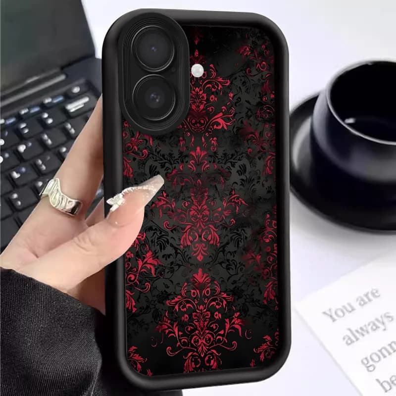 Custodia per telefono con motivo rosso gotico adatta per iPhone 17 16 15 14 13 12 11 Pro/Max/Plus cover posteriore antigoccia e antiurto