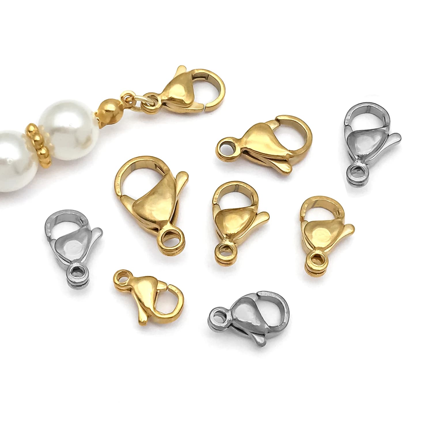 20 connectors with claw hook with stainless steel snap hook for diy bracelets, necklaces, earrings, jewelry creation accessories