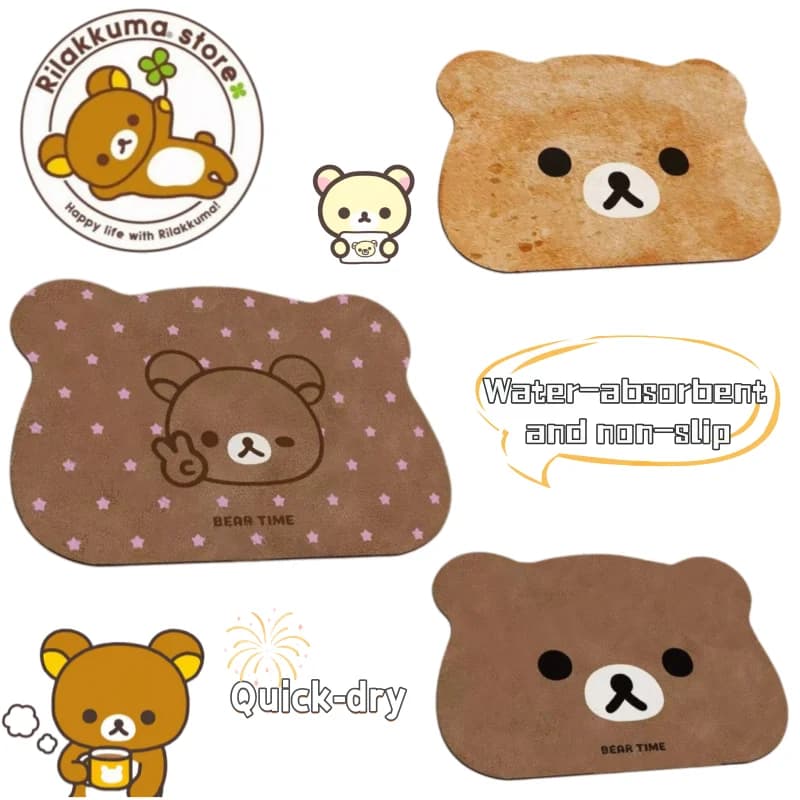 Rilakkuma floor mat Creative and good-looking design appearance non-slip water-absorbent quick-drying Bathroom living room mat