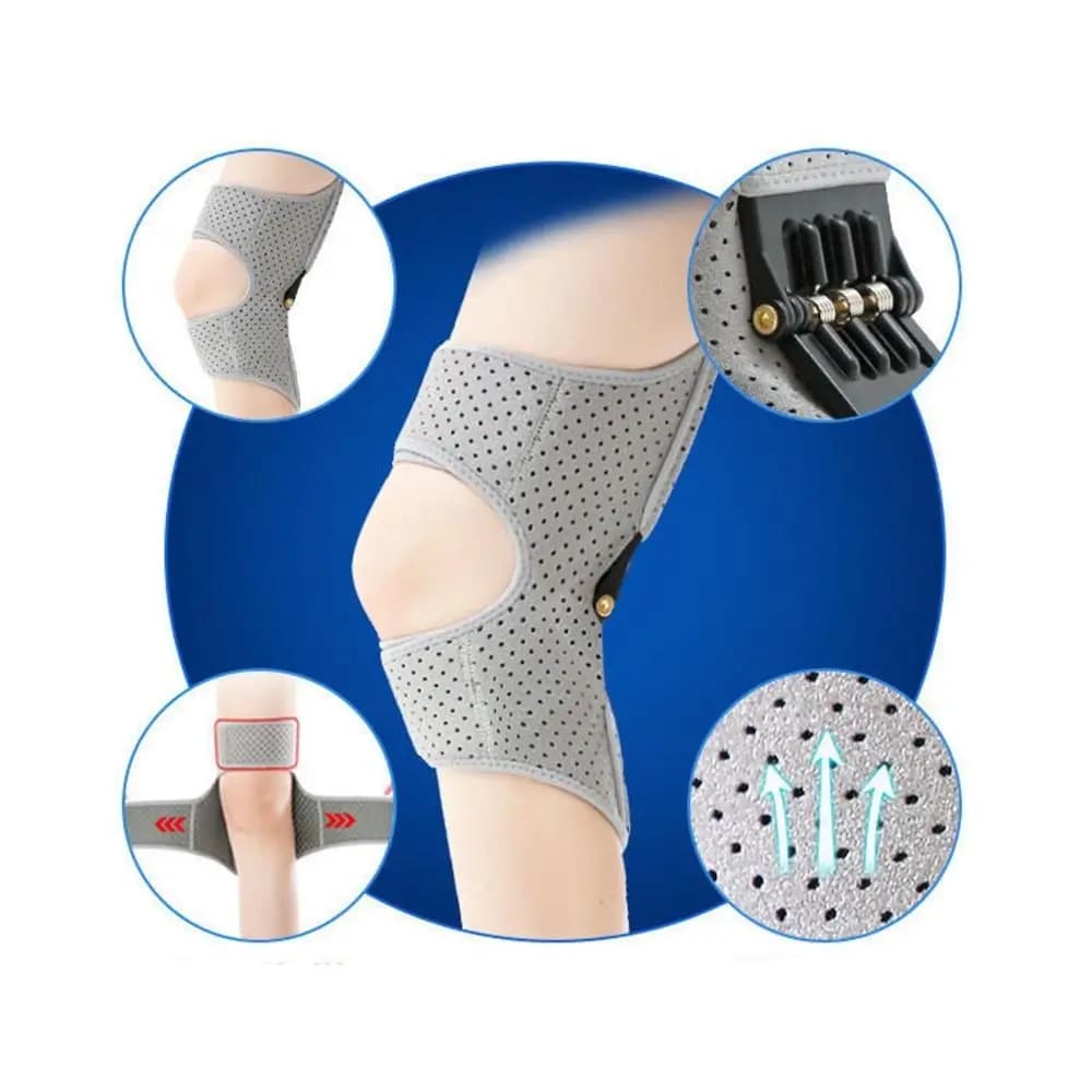 Nuovo con potenti molle di rimbalzo Dispositivo di assistenza al ginocchio Ginocchiera traspirante regolabile antiscivolo