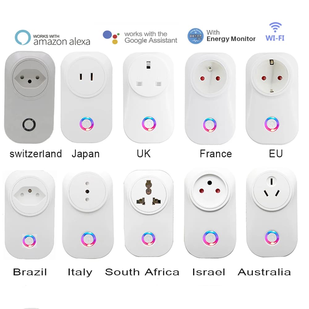 Smart life WIFI Smart Socket Plug EU UK AU BR FR JP israele italia francia Plug 16A telecomando Alexa Google Home Energy Monitor