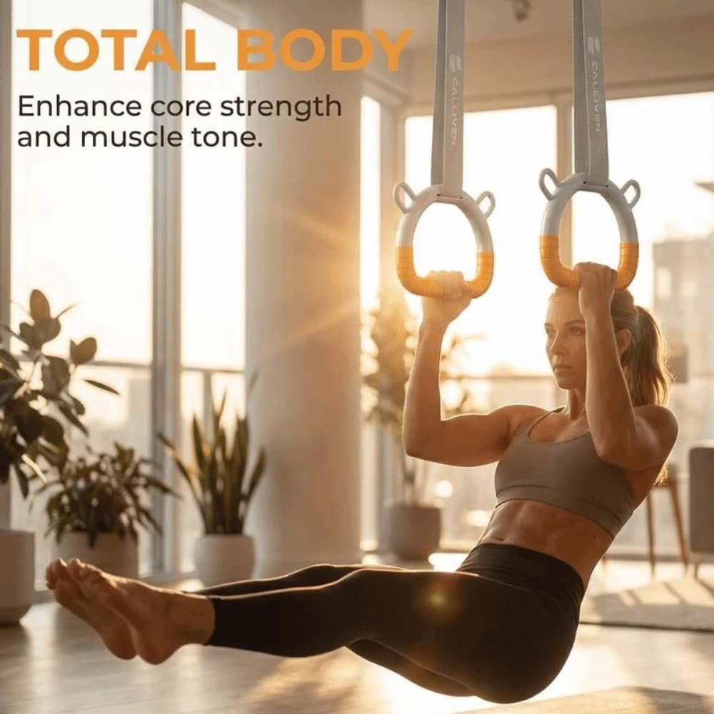 Gymnastic Rings with Straps, Anti-slip Traction Bar Resistant, Adjustable Belts Comfortable for Fitness Exercises