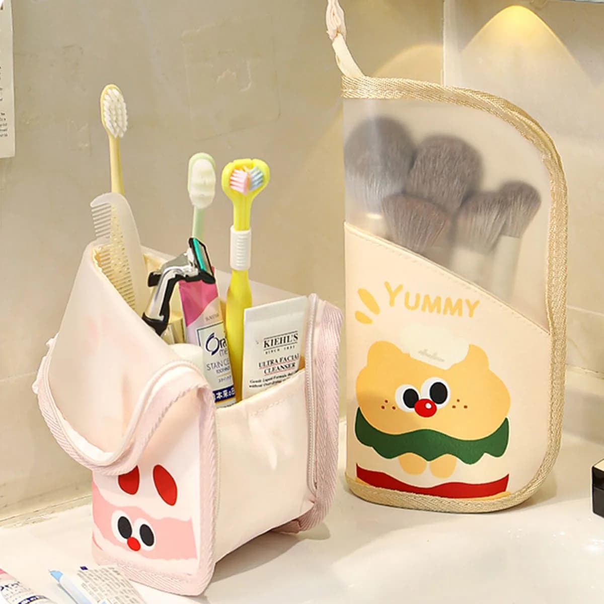 1Pcs Cosmetic Bag Travel Stand Storage Makeup Underwear Organizer Female Make Up Pouch Portable Toiletry Beauty Case