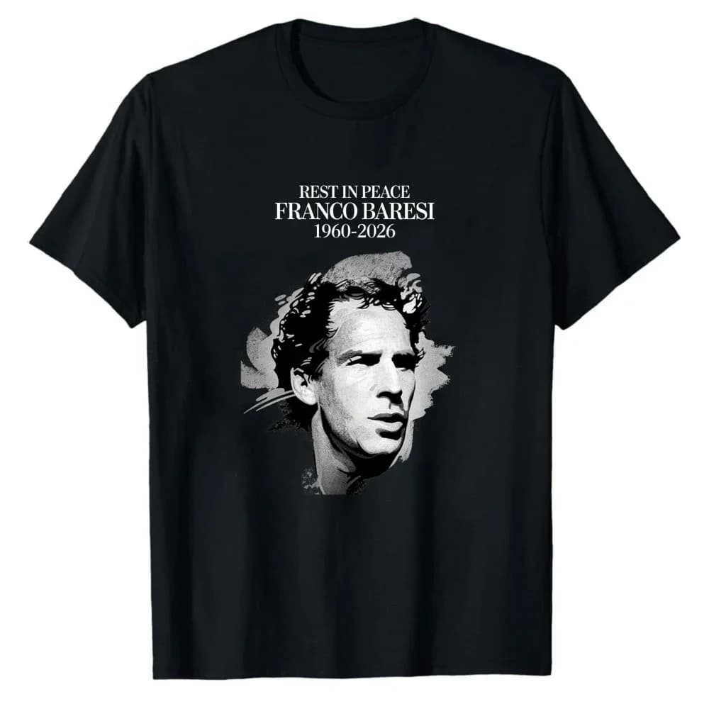 R.I.P 1960-2026 Franco Baresi No.6 Football Legend Forever in Curva Sud Memorial Graphic Tee Casual Tshirt for Football Lovers