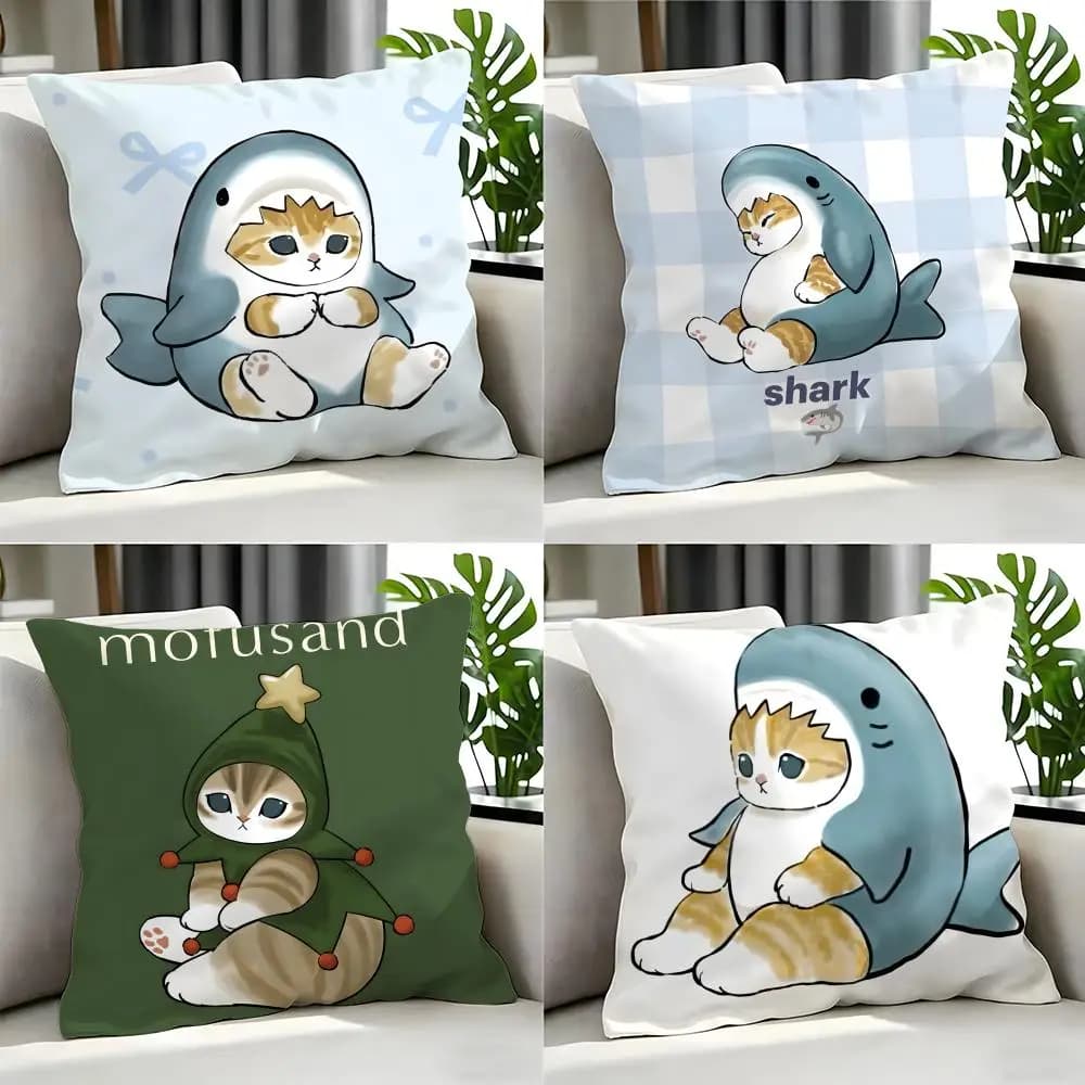 cartoon Mofusand Cushion Cover Cushion Cover Set 4Pcs 50x50 45x45 40x40 Pillowcase Decorative Sofa Home Decor