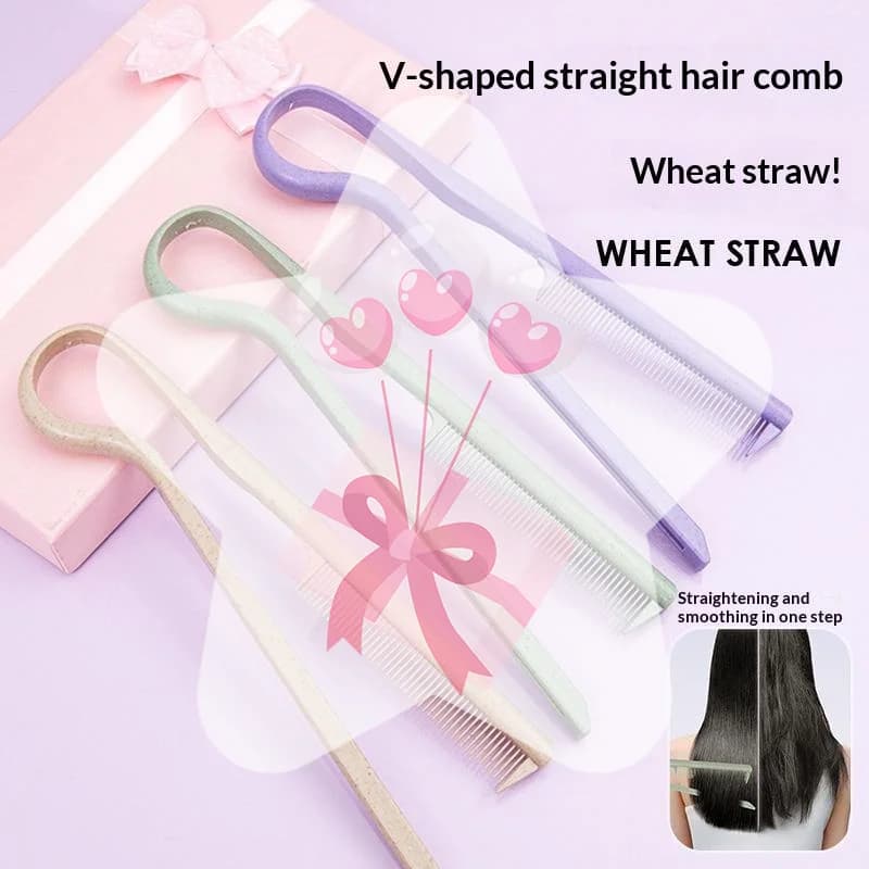 Wheat Straw Hairdressing V-shaped Comb Messy Hair Finishing Straightening Splint Comb - Hair Styling Tool Clip Special For Wigs