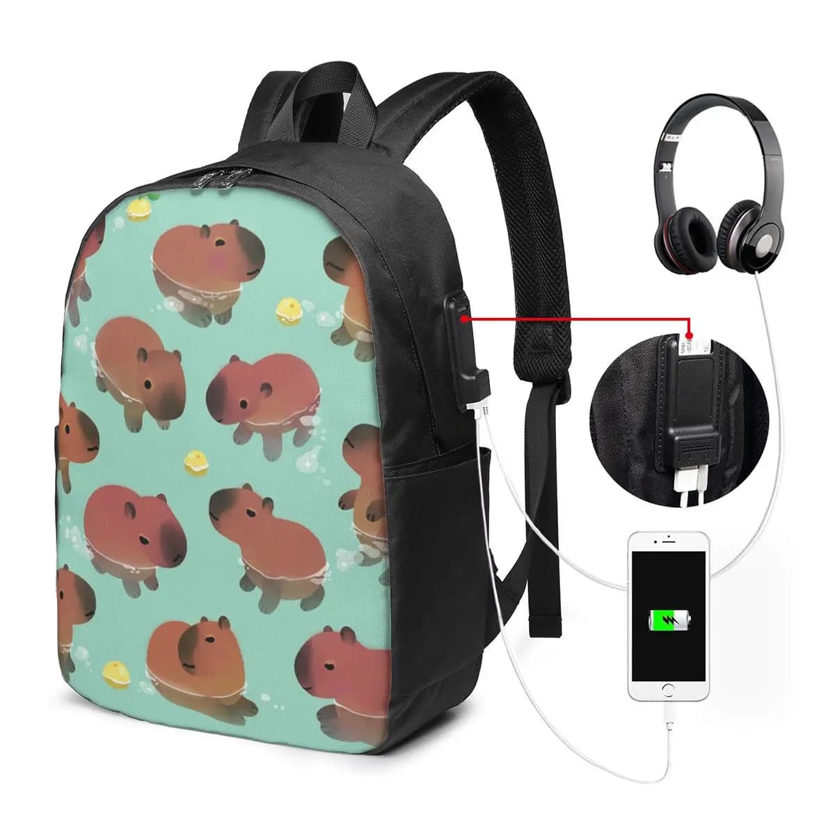 Zaino con motivo animalier Capybara, borsa da viaggio per notebook, borsa per computer, borsa da scuola per studenti universitari, borse a tracolla per laptop per uomo e donna