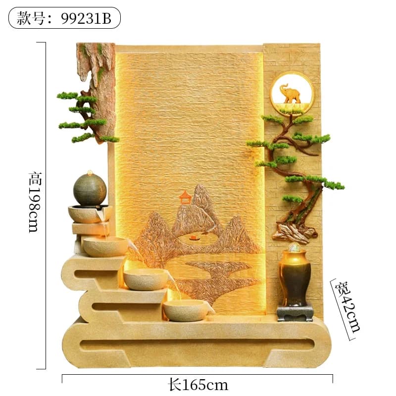 CC parts and accessories*Large water curtain wall Chinese water fountain screen circulating fish tank floor ornament