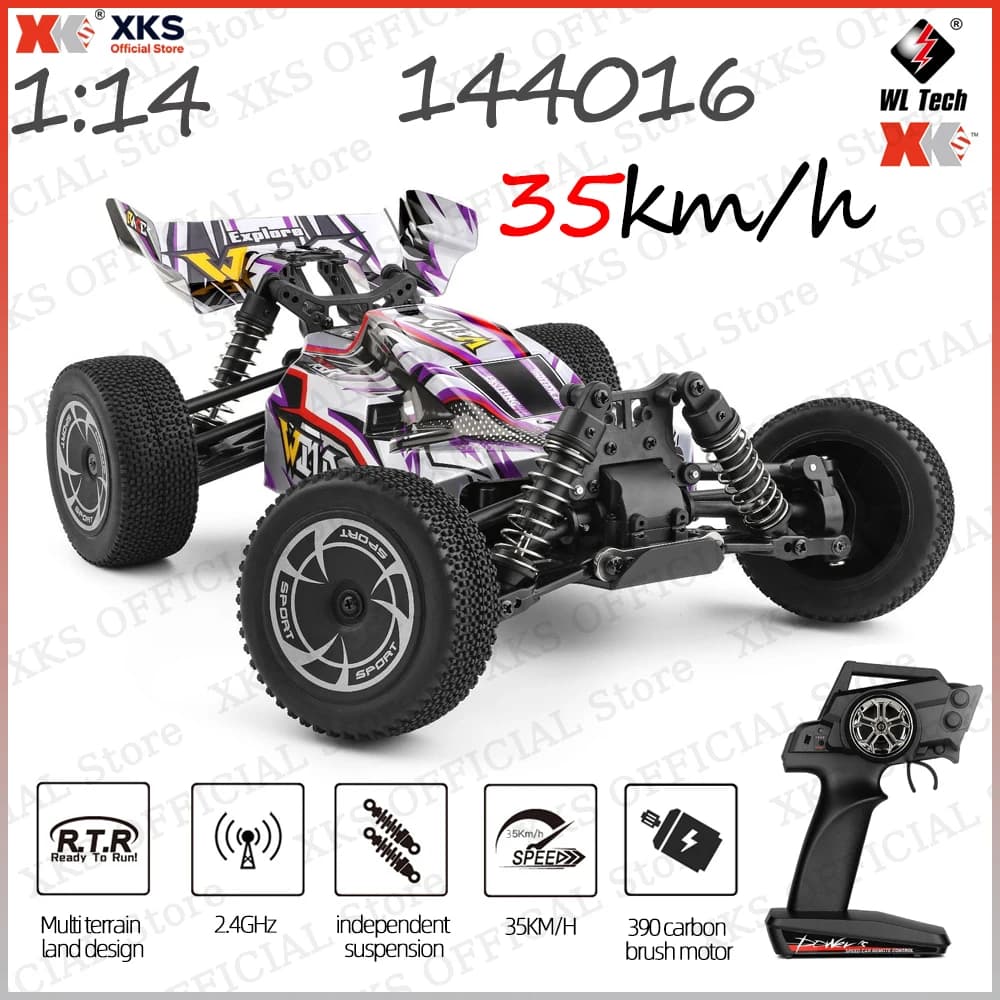 XKS WLtoys 144016 Scala 1/14 RC Auto 4WD 390 Motore 35KM/H Ad Alta Velocità 2.4G Telecomando Fuoristrada Deriva Giocattolo Da Corsa per I Bambini