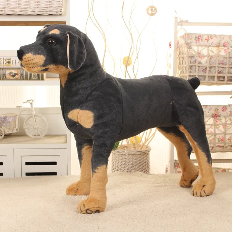 Peluche cane realistico 70 cm Animali realistici giganti Peluche cane Rottweiler farcito Decorazione della casa Regalo per i bambini