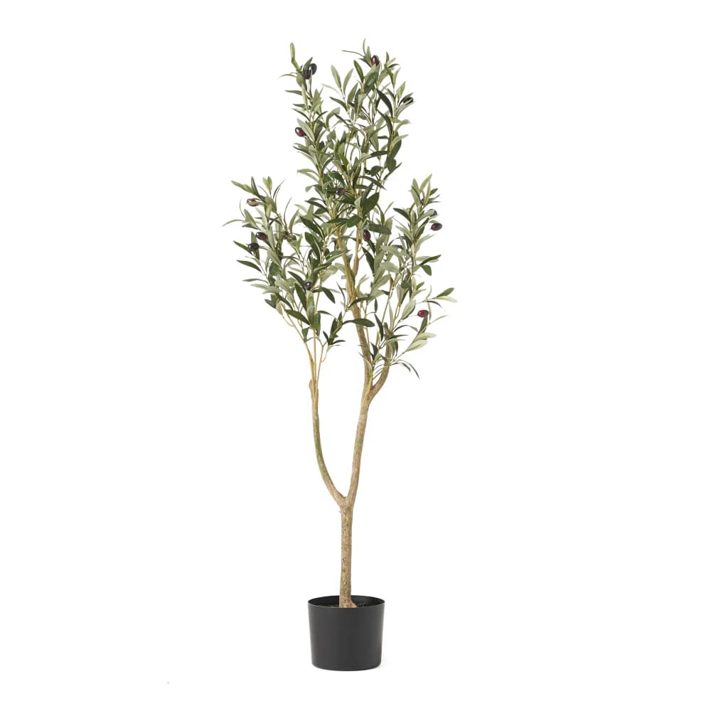 Albero di Ulivo Artificiale Realistico 120CM, Pianta Finta in Vaso, Perfetto per Decorazione di Casa, Ufficio, Interni e Magazzini